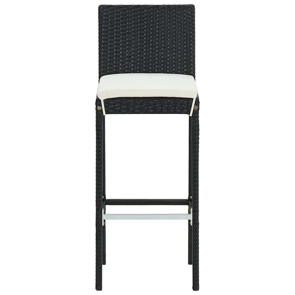Garten-Barhocker mit Kissen 4 Stk. Schwarz Poly Rattan