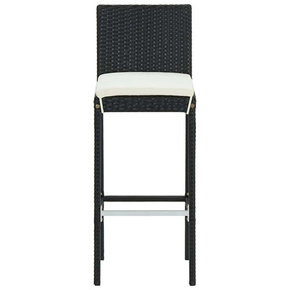 Garten-Barhocker mit Kissen 4 Stk. Schwarz Poly Rattan
