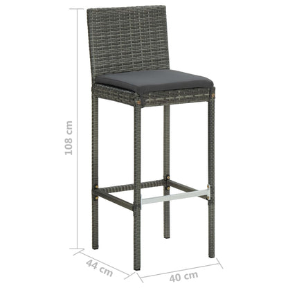 Garten-Barhocker mit Kissen 4 Stk. Grau Poly Rattan