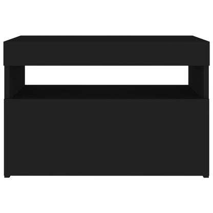Nachttisch mit LED-Leuchten Schwarz 60x35x40 cm Holzwerkstoff