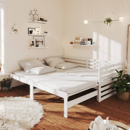Udtrækkelig Daybed Hvid Massiv Fyr 2x(90x200) cm
