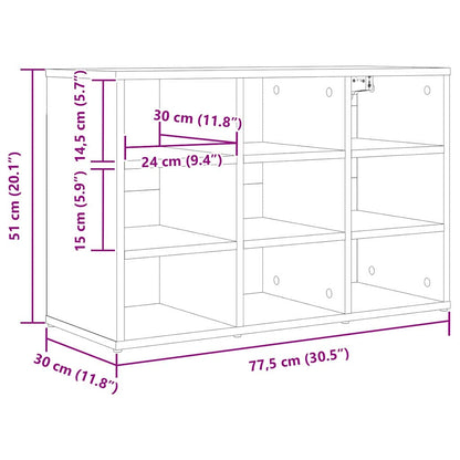 Schuhschrank mit Regal Weiß 77,5 x 30 x 51 cm Holzwerkstoff