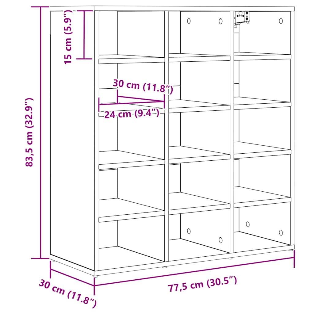 Schuhschrank mit Regal Weiß 77,5 x 30 x 83,5 cm Holzwerkstoff