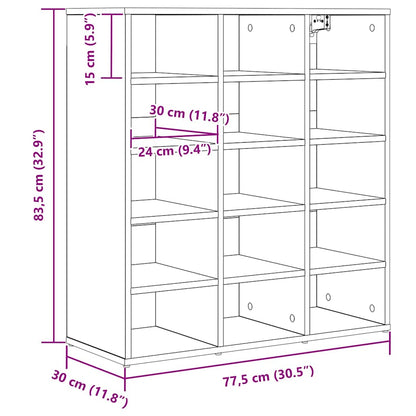 Schuhschrank mit Regal Weiß 77,5 x 30 x 83,5 cm Holzwerkstoff