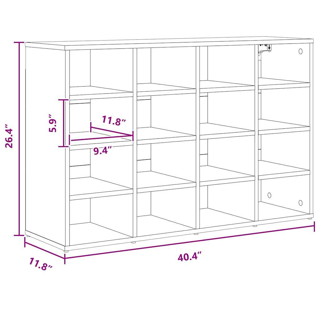 Schuhschrank mit Regal Weiß 103 x 30 x 67 cm Holzwerkstoff