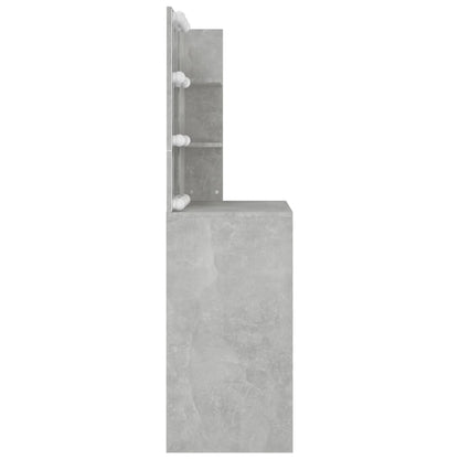 Schminktisch mit LED Betongrau 74,5x40x141 cm