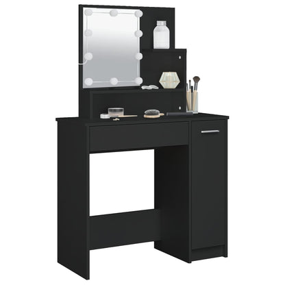 Schminktisch mit LED Schwarz 86,5x35x136 cm