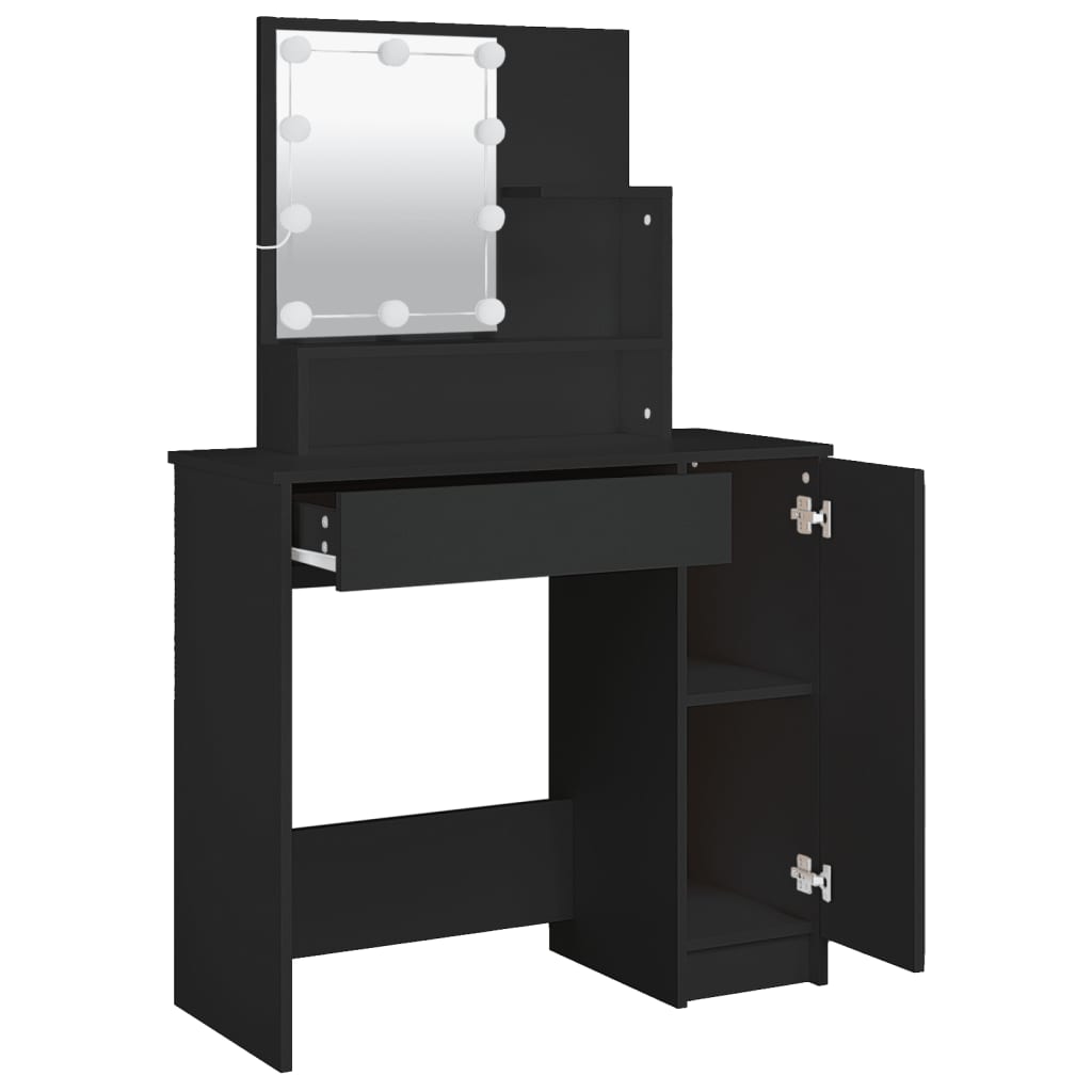 Schminktisch mit LED Schwarz 86,5x35x136 cm