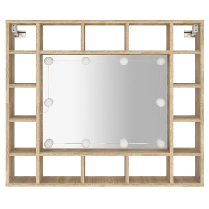 Spejlskab med LED Sonoma Eg 91x15x76,5 cm
