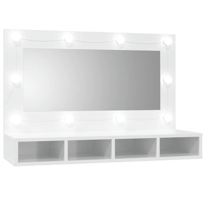 Spejlskab med LED Højglans Hvid 90x31,5x62 cm