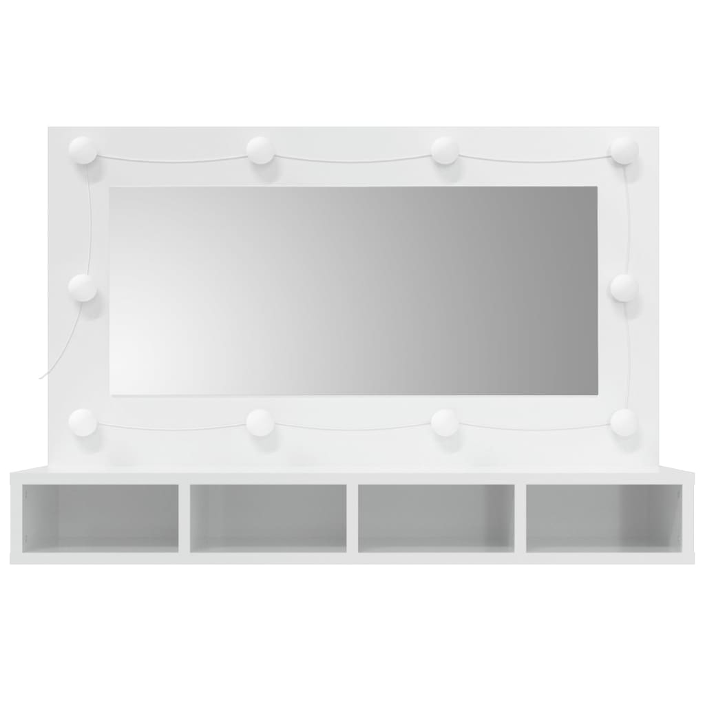 Spejlskab med LED Højglans Hvid 90x31,5x62 cm