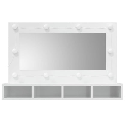 Spejlskab med LED Højglans Hvid 90x31,5x62 cm