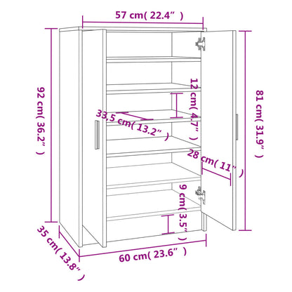 Schuhschrank Sonoma-Eiche 60x35x92 cm Holzwerkstoff