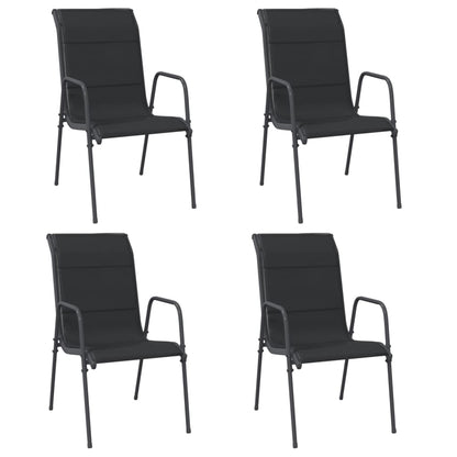 Gartenstühle 4 Stk. Stahl und Textilene Schwarz