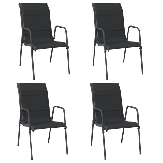 Gartenstühle 4 Stk. Stahl und Textilene Schwarz