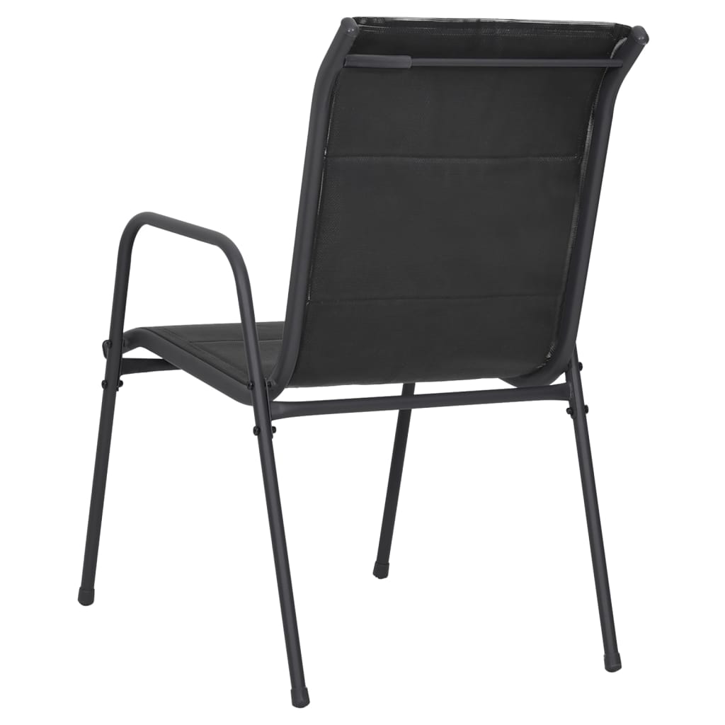 Gartenstühle 6 Stk. Stahl und Textilene Schwarz