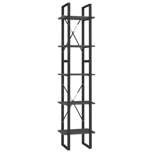 Bücherregal 5 Fächer Grau 40x30x175 cm Massivholz Kiefer