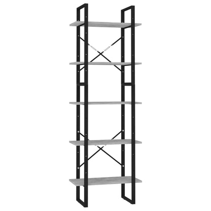 Bücherregal 5 Fächer Betongrau 60x30x175 cm Holzwerkstoff