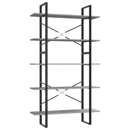 Bücherregal 5 Fächer Betongrau 100x30x175 cm Holzwerkstoff