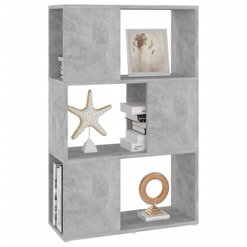 Bücherregal Raumteiler Betongrau 60x24x94 cm Holzwerkstoff