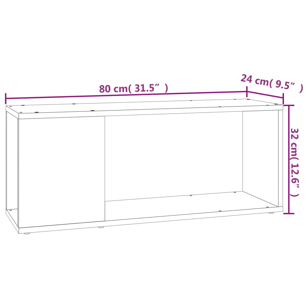 TV-skab Sort 80x24x32 cm Træ Materiale