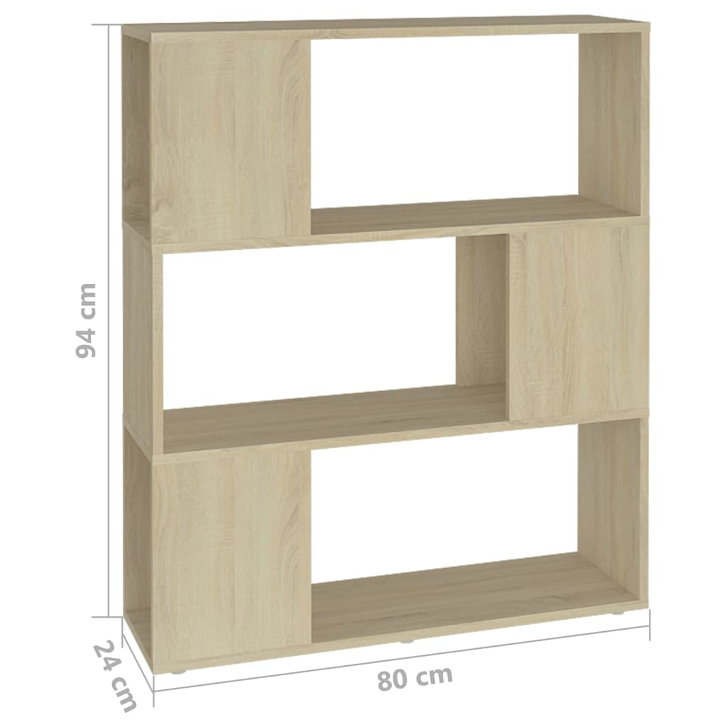 Bücherregal Raumteiler Sonoma-Eiche 80x24x94 cm Holzwerkstoff