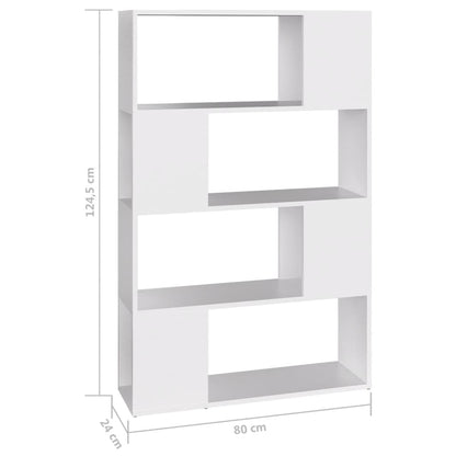 Bücherregal Raumteiler Weiß 80x24x124,5 cm Holzwerkstoff