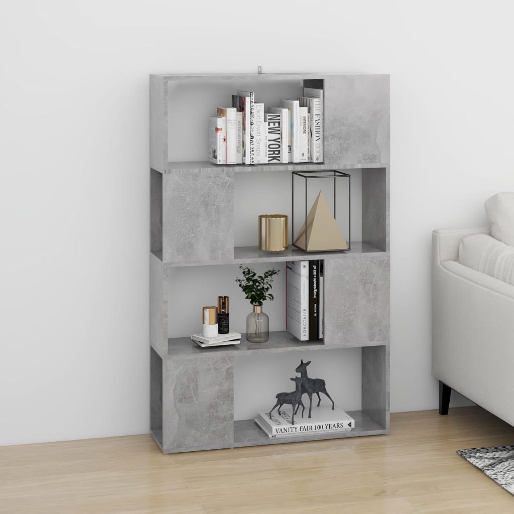 Bücherregal Raumteiler Betongrau 80x24x124,5 cm Holzwerkstoff