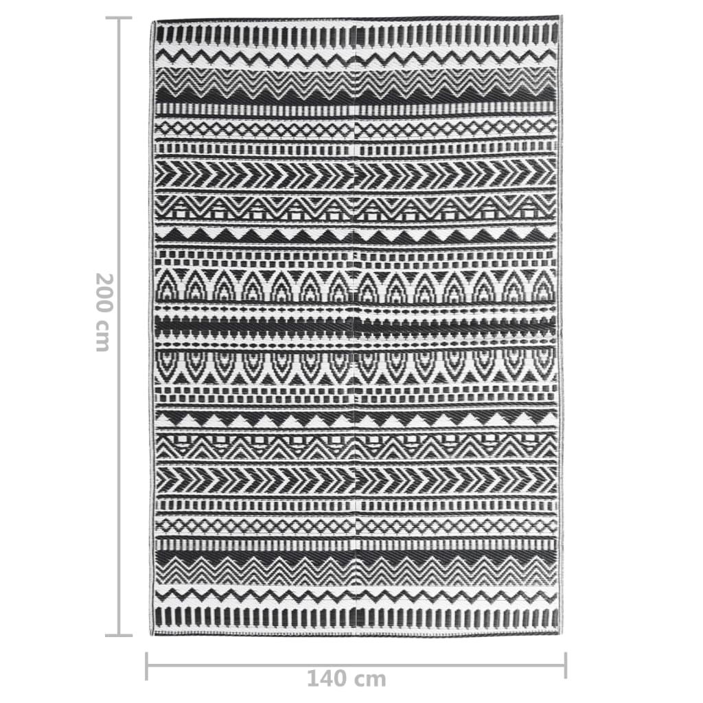 Outdoor-Teppich ARAKIL Schwarz 140x200 cm PP