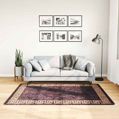 Teppich Waschbar 120x180 cm Schwarz und Golden Rutschfest