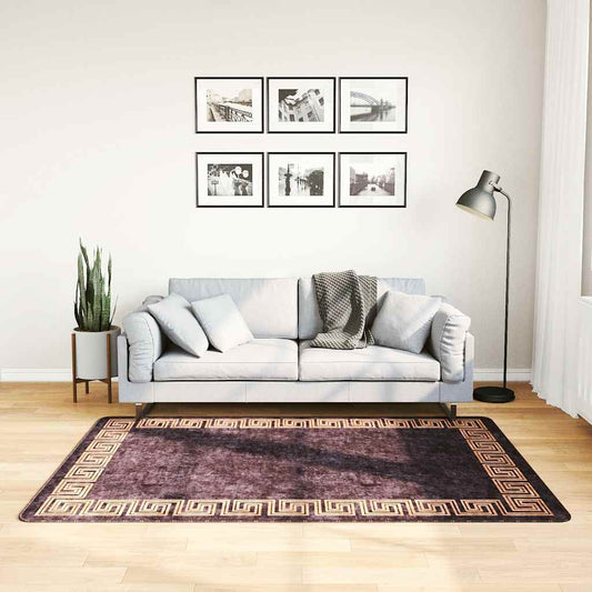 Teppich Waschbar 120x180 cm Schwarz und Golden Rutschfest