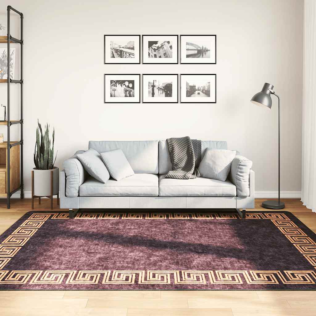 Teppich Waschbar Schwarz und Golden 160x230 cm Rutschfest