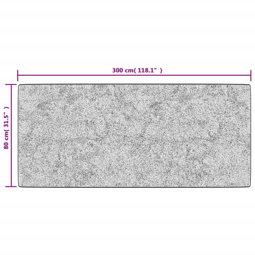 Teppich Waschbar 80x300 cm Grau Rutschfest