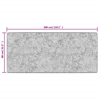 Teppich Waschbar 80x300 cm Grau Rutschfest