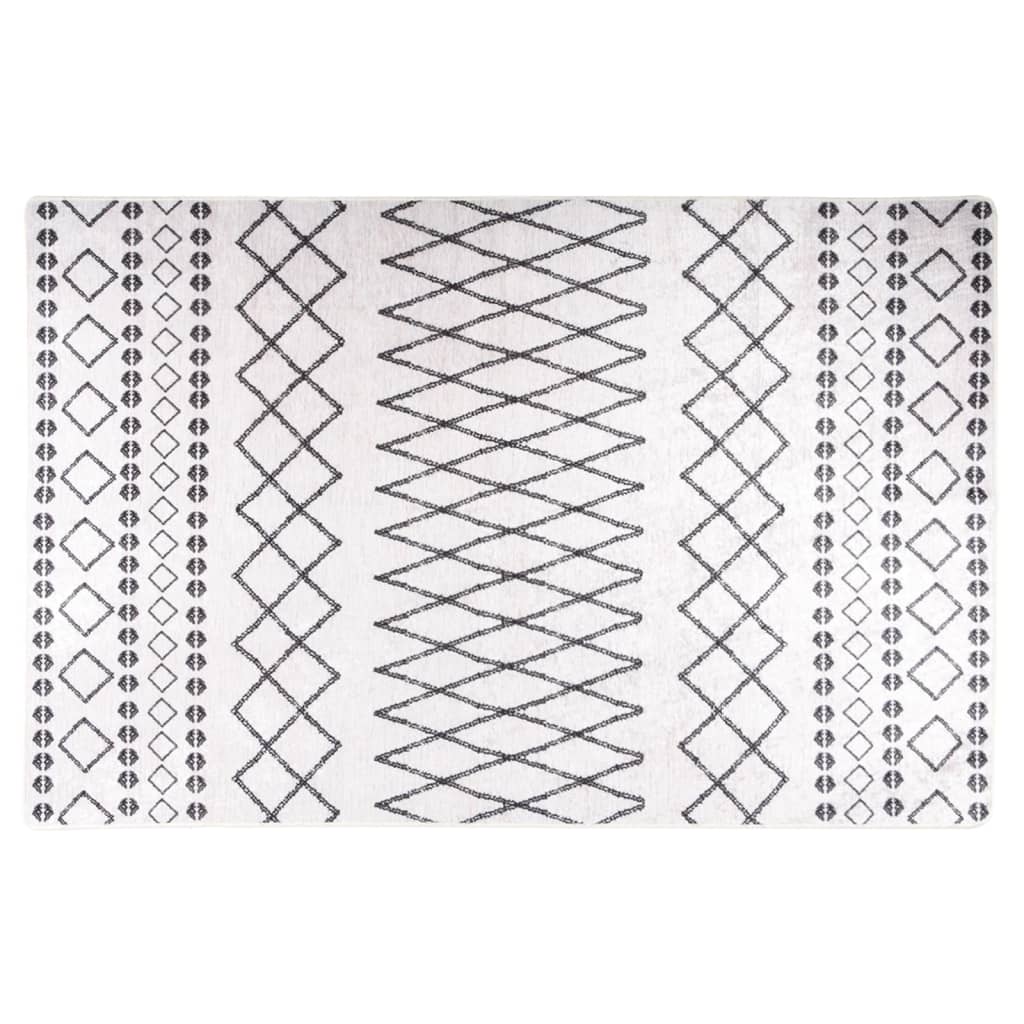 Teppich Waschbar 160x230 cm Schwarz und Weiß Rutschfest