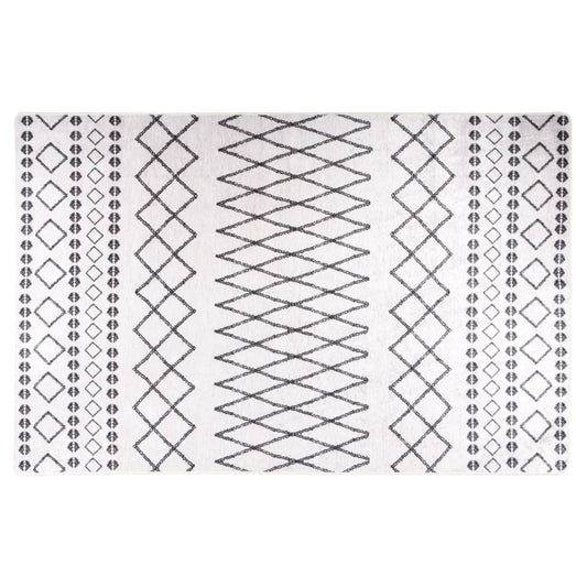 Teppich Waschbar 160x230 cm Schwarz und Weiß Rutschfest