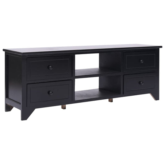TV-skab Sort 108x30x40 cm Massivt Træ Paulownia
