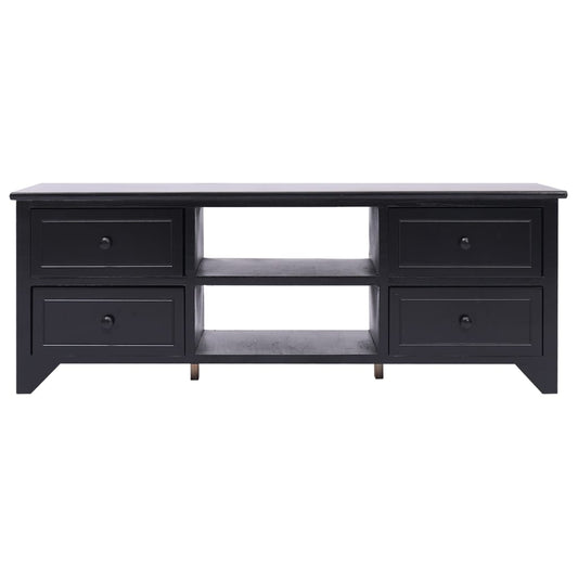 TV-skab Sort 108x30x40 cm Massivt Træ Paulownia