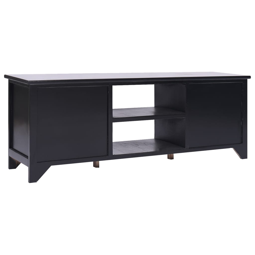 TV-skab Sort 108x30x40 cm Massivt Træ Paulownia