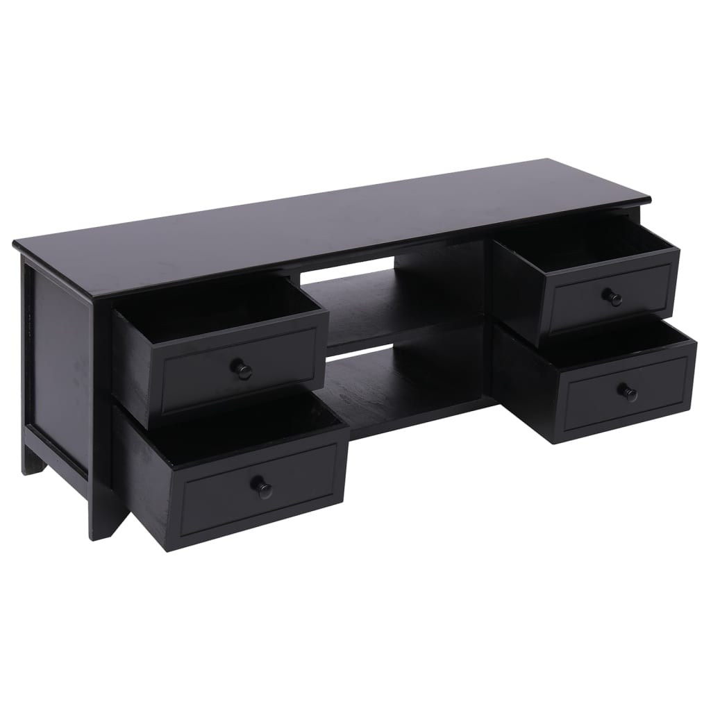 TV-skab Sort 108x30x40 cm Massivt Træ Paulownia