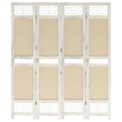 4-delt Room Divider Creme 140x165 cm Stof