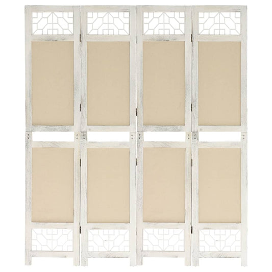 4-delt Room Divider Creme 140x165 cm Stof