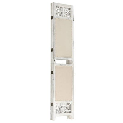 4-delt Room Divider Creme 140x165 cm Stof