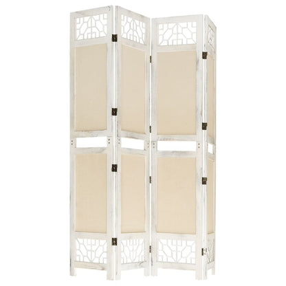 4-delt Room Divider Creme 140x165 cm Stof
