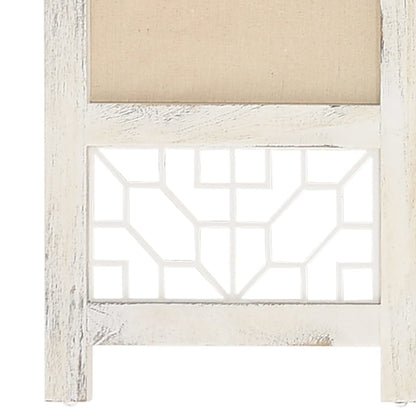 4-delt Room Divider Creme 140x165 cm Stof
