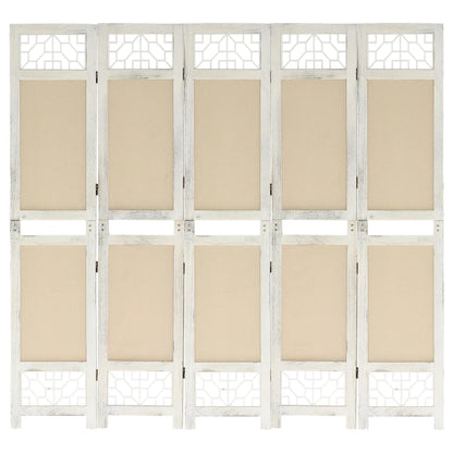 5-tlg. Raumteiler Creme 175x165 cm Stoff