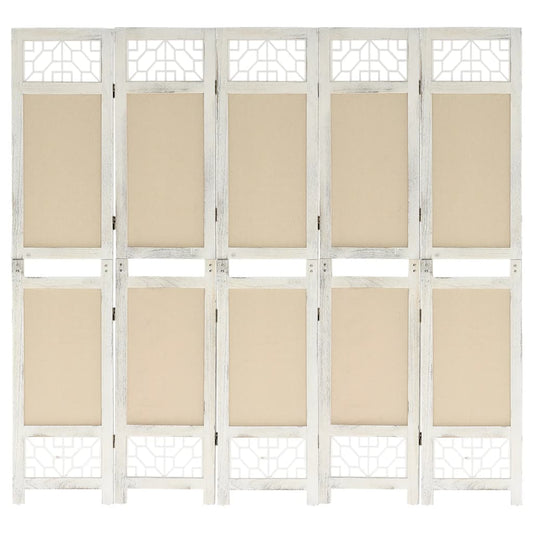5-tlg. Raumteiler Creme 175x165 cm Stoff