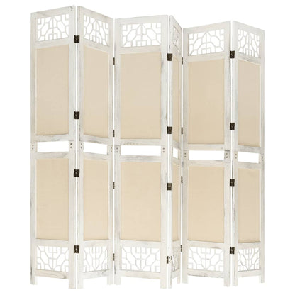 6-tlg. Raumteiler Creme 210x165 cm Stoff