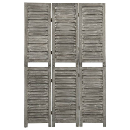 3-tlg. Raumteiler Grau 106,5x166 cm Massivholz
