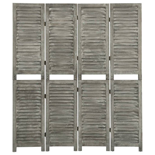 4-tlg. Raumteiler Grau 143x166 cm Massivholz